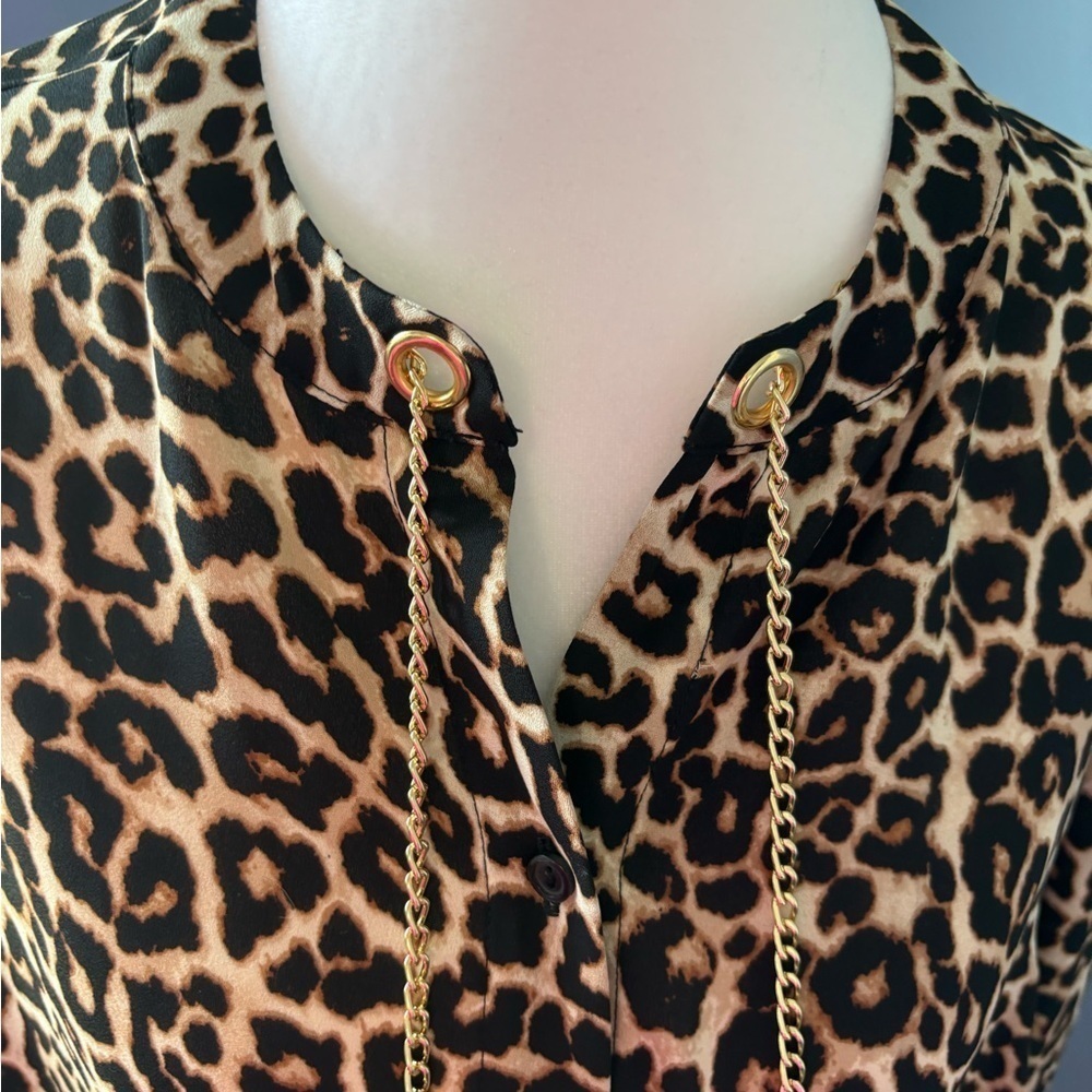 Bold Elements Black And Brown Buttoned Blouse Wit… - image 3